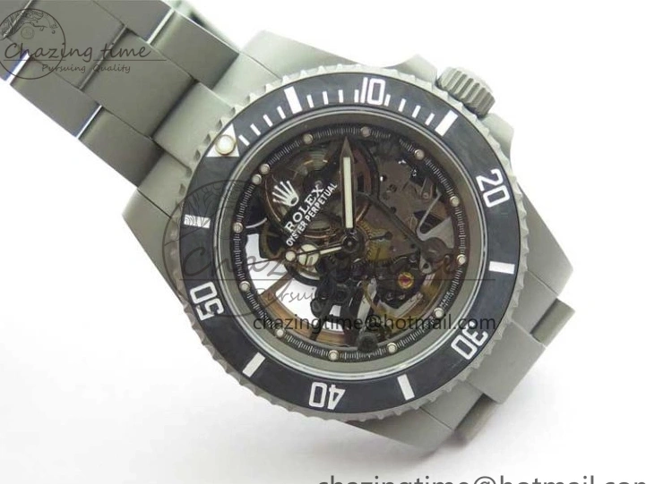 116610 Bezel Skeleton DIal Best Sandblasted Edition on ROF Andrea Submariner Carbon SA3130 Pirlo 0308